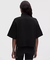 Structured Knit Half-Zip Short-Sleeve Shirt