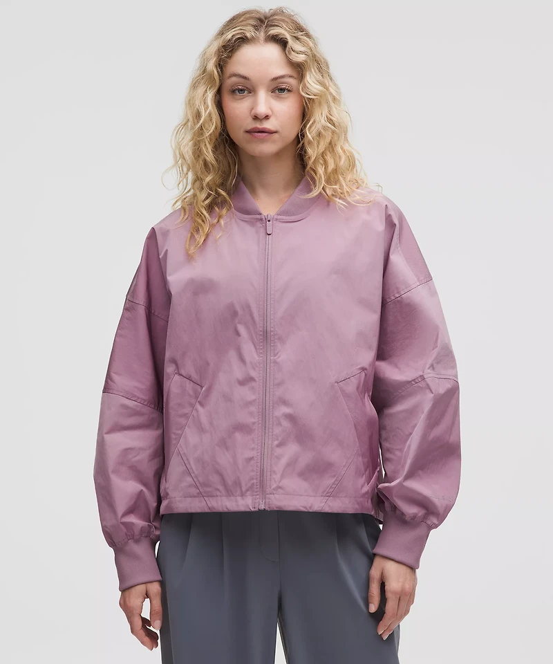 Lightweight Hem-Cinch Bomber Jacket