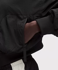 Curved-Hem Cropped Bomber
