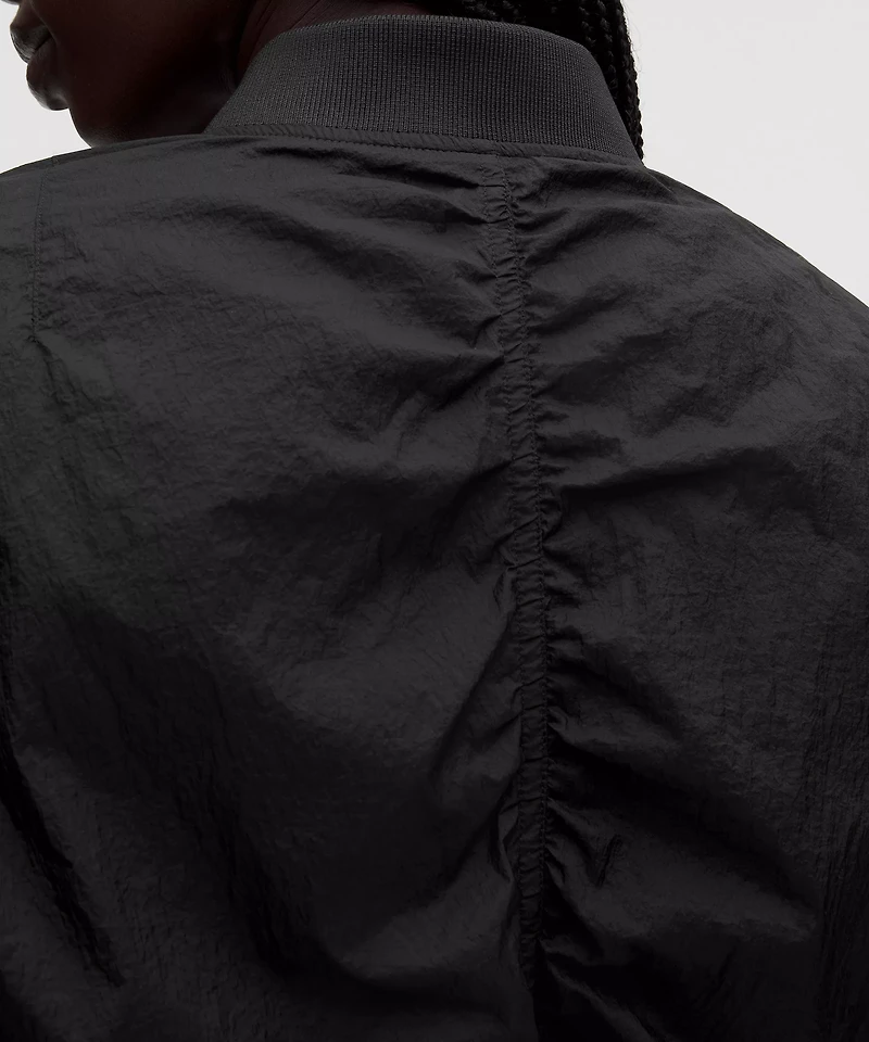 Curved-Hem Cropped Bomber