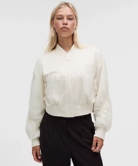 Curved-Hem Cropped Bomber