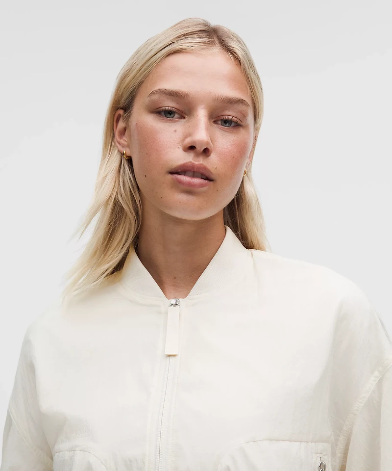 Curved-Hem Cropped Bomber