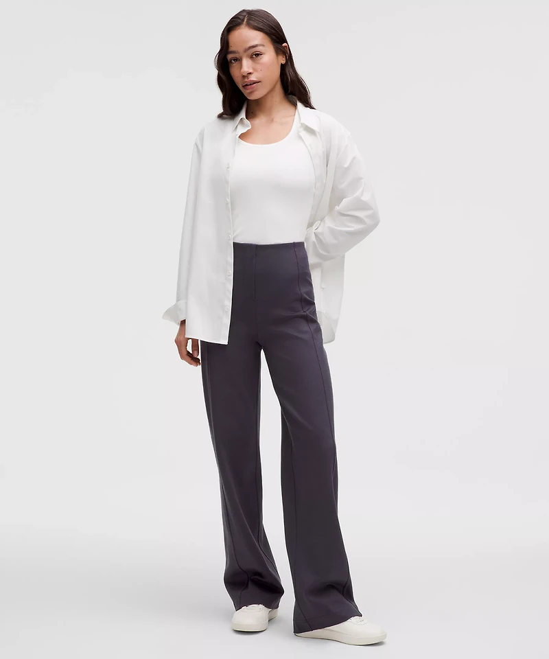 Stretch Knit Straight-Leg Pull-On Pant