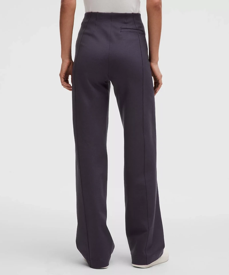 Stretch Knit Straight-Leg Pull-On Pant