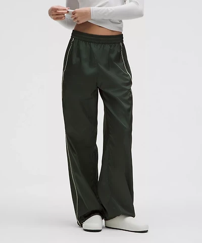 Stretch Satin Nylon Mid-Rise Pant