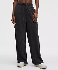 Matte Satin Relaxed-Fit Mid-Rise Cargo Pant