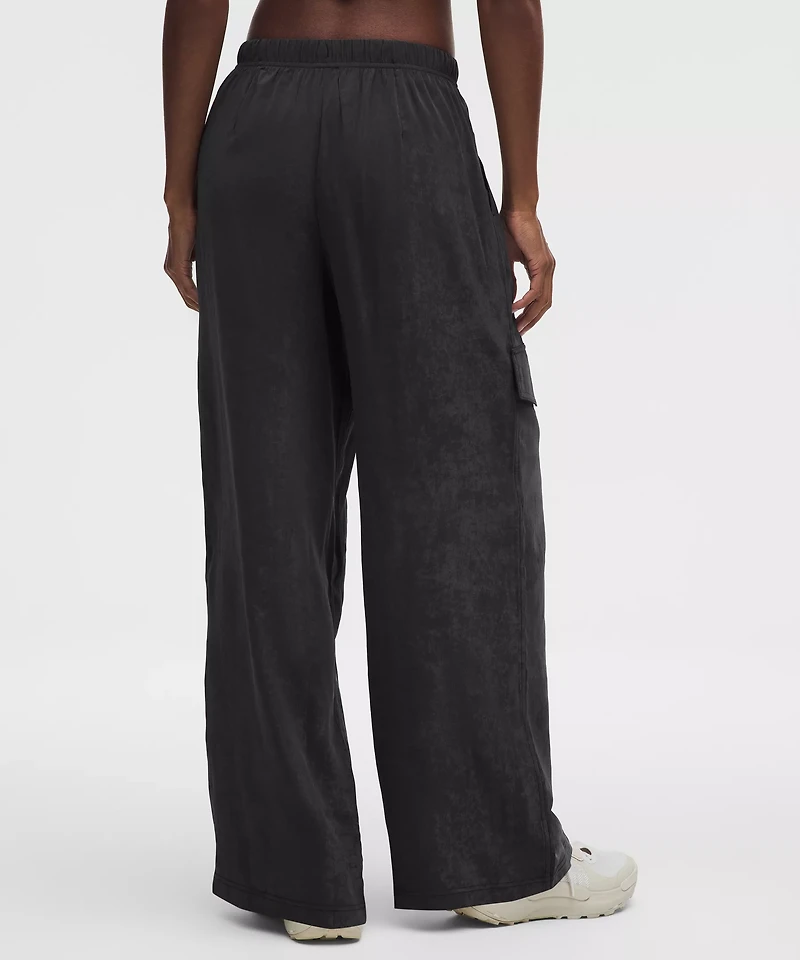Matte Satin Relaxed-Fit Mid-Rise Cargo Pant