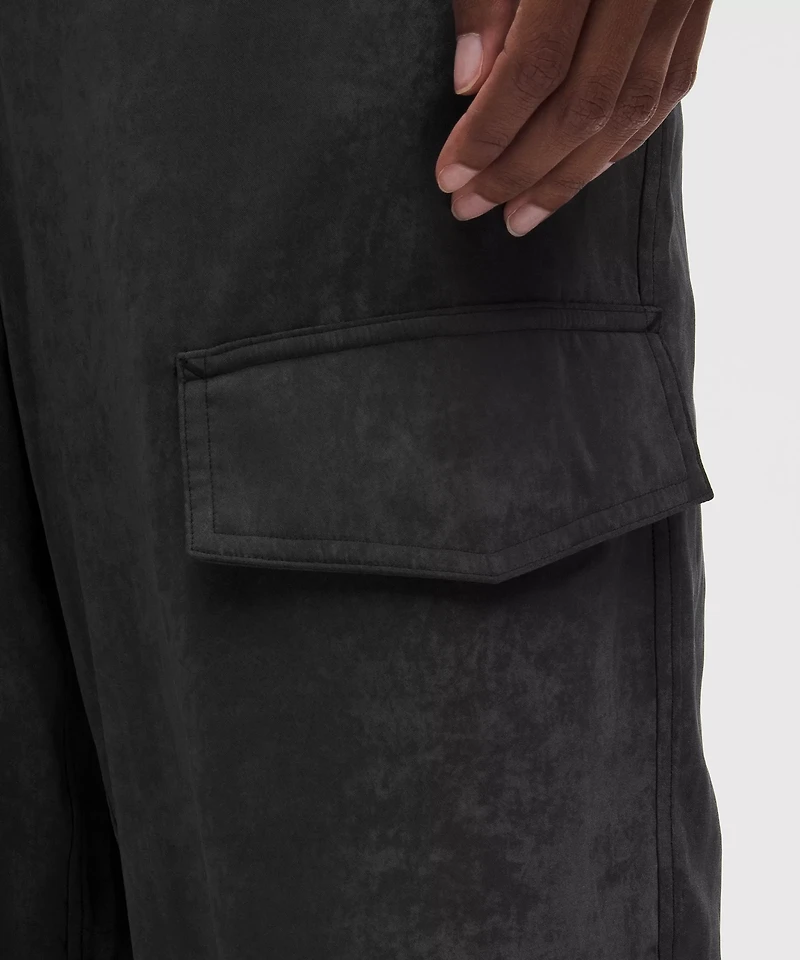 Matte Satin Relaxed-Fit Mid-Rise Cargo Pant