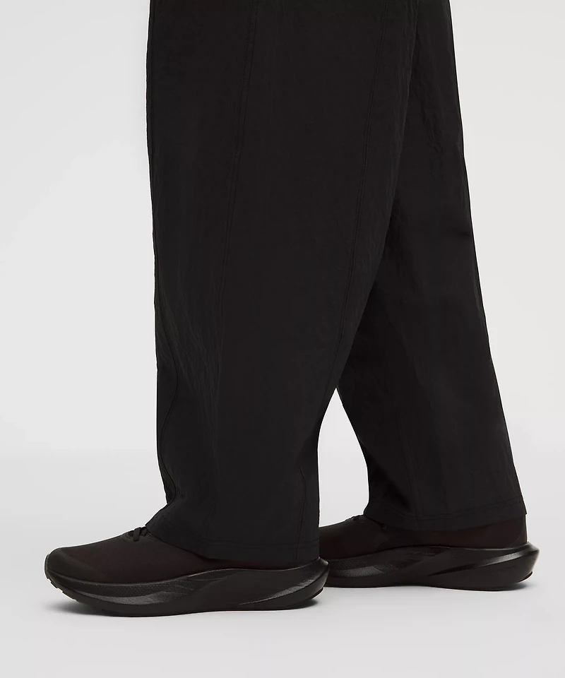 Crinkle Nylon Mid-Rise Barrel-Leg Pant *Short