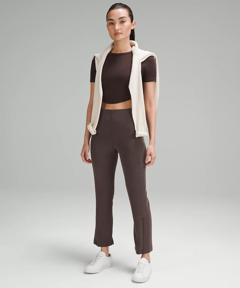Ribbed Softstreme Zip-Leg High-Rise Cropped Pant 25" | Women's Capris