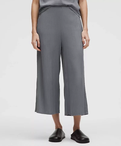 Pleated Stretch High-Rise Wide-Leg Cropped Pant | Women's Pants