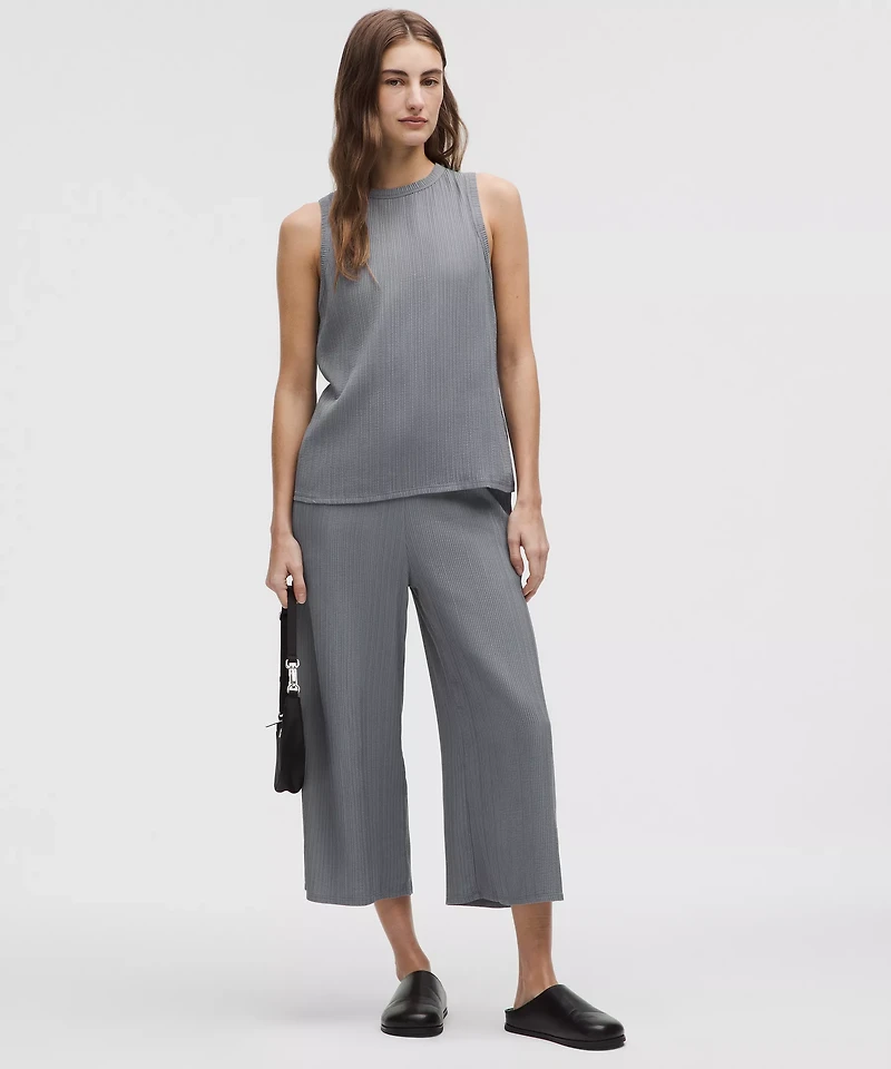 Pleated Stretch High-Rise Wide-Leg Cropped Pant | Women's Pants