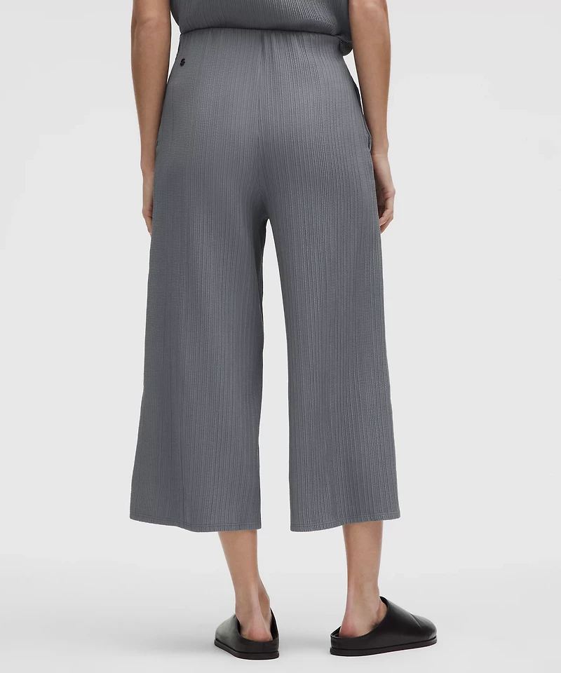 Pleated Stretch High-Rise Wide-Leg Cropped Pant | Women's Pants