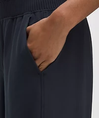 Stretch Woven Ruffle-Waist Wide-Leg Cropped Pant | Women's Capris