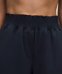 Stretch Woven Ruffle-Waist Wide-Leg Cropped Pant | Women's Capris