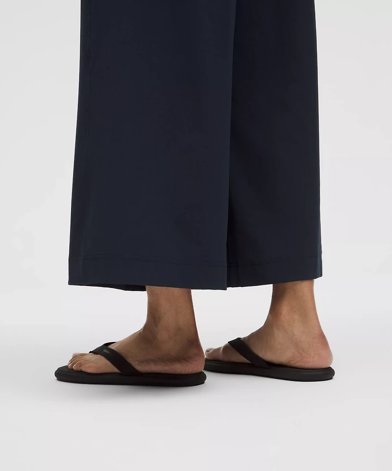 Stretch Woven Ruffle-Waist Wide-Leg Cropped Pant | Women's Capris