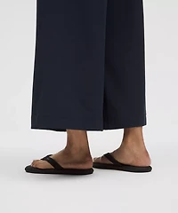Stretch Woven Ruffle-Waist Wide-Leg Cropped Pant | Women's Capris