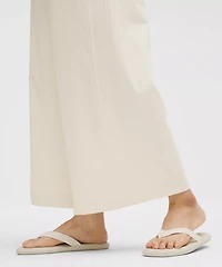 Stretch Woven Ruffle-Waist Wide-Leg Cropped Pant | Women's Capris