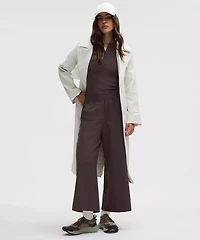 Stretch Woven Ruffle-Waist Wide-Leg Cropped Pant | Women's Capris