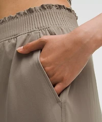 Stretch Woven Ruffle-Waist Wide-Leg Cropped Pant | Women's Capris