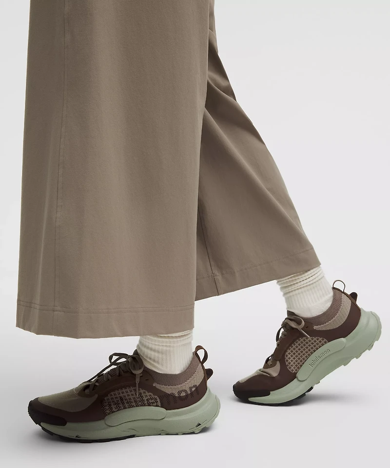 Stretch Woven Ruffle-Waist Wide-Leg Cropped Pant | Women's Capris