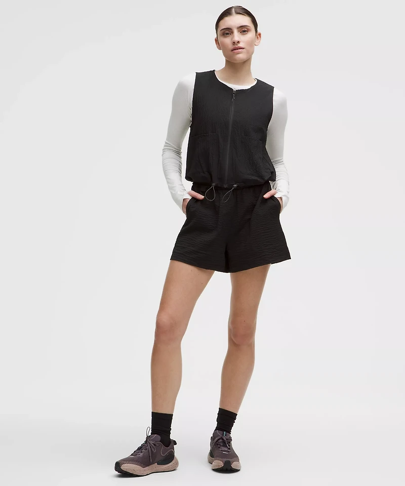 Grid-Texture Relaxed High-Rise Hiking Short 4" | Women's Shorts