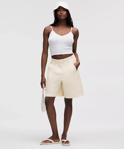 Stretch Woven Ruffle-Waist High-Rise Short 9" | Women's Shorts