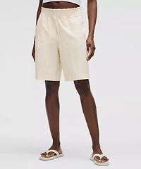 Stretch Woven Ruffle-Waist High-Rise Short 9" | Women's Shorts