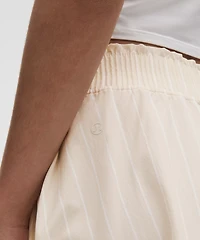 Stretch Woven Ruffle-Waist Midi Skirt