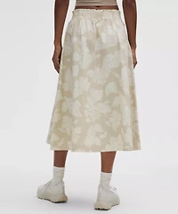 Stretch Woven Ruffle-Waist Midi Skirt | Women's Skirts