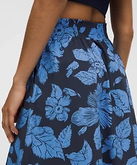 Stretch Woven Ruffle-Waist Midi Skirt | Women's Skirts