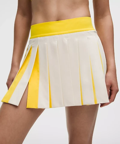 Peek-A-Boo Pleat Mid-Rise Tennis Skirt