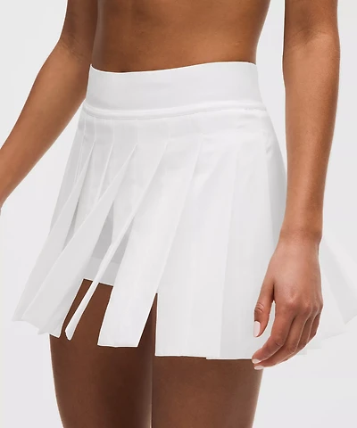 Peek-A-Boo Pleat Mid-Rise Tennis Skirt