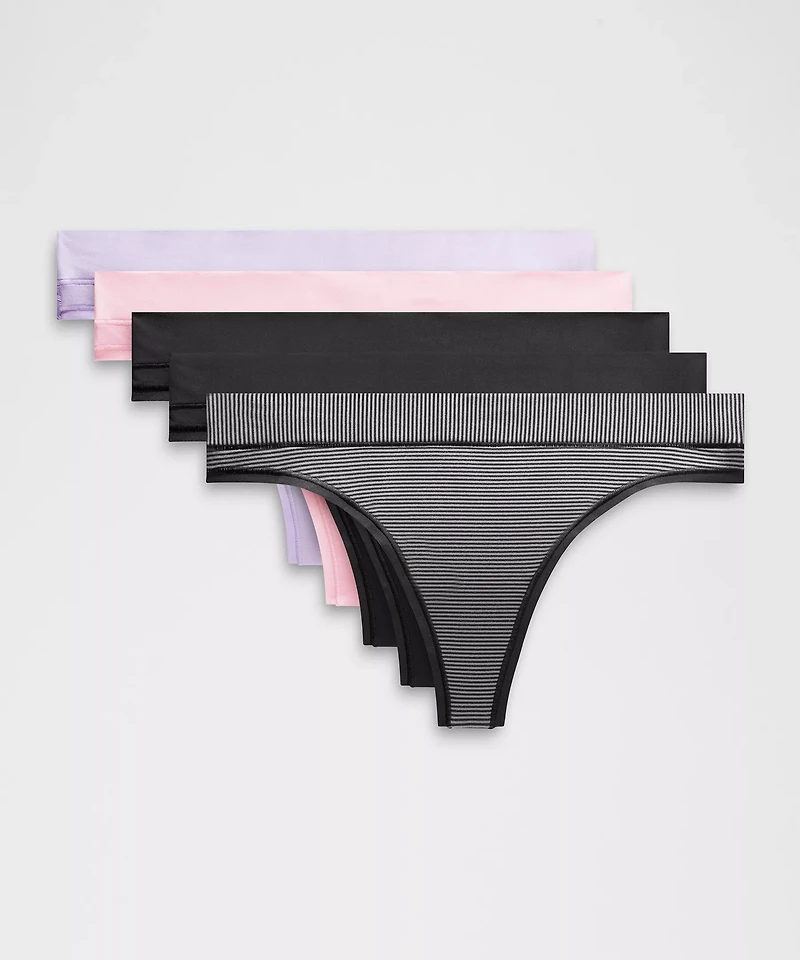 UnderEase Mid-Rise Thong Underwear *5 Pack | Women's