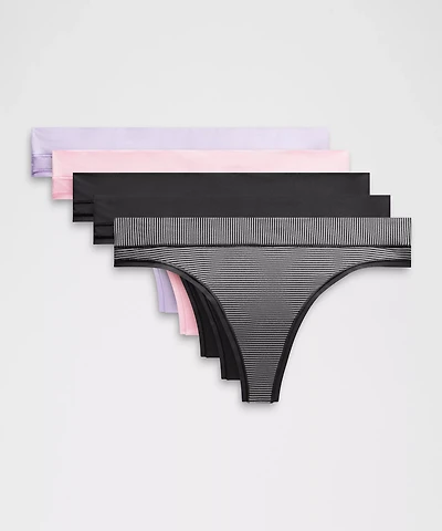 UnderEase Mid-Rise Thong Underwear *5 Pack | Women's