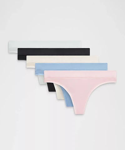 UnderEase Mid-Rise Thong Underwear *5 Pack
