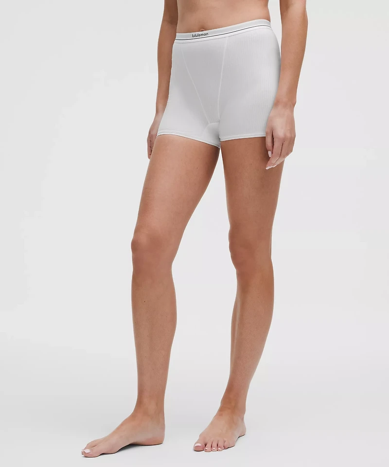 Stretch Cotton Ribbed Logo Super-High-Rise Shortie Underwear | Women's