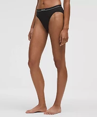 Stretch Cotton Ribbed Logo Super-High-Rise Bikini Underwear | Women's