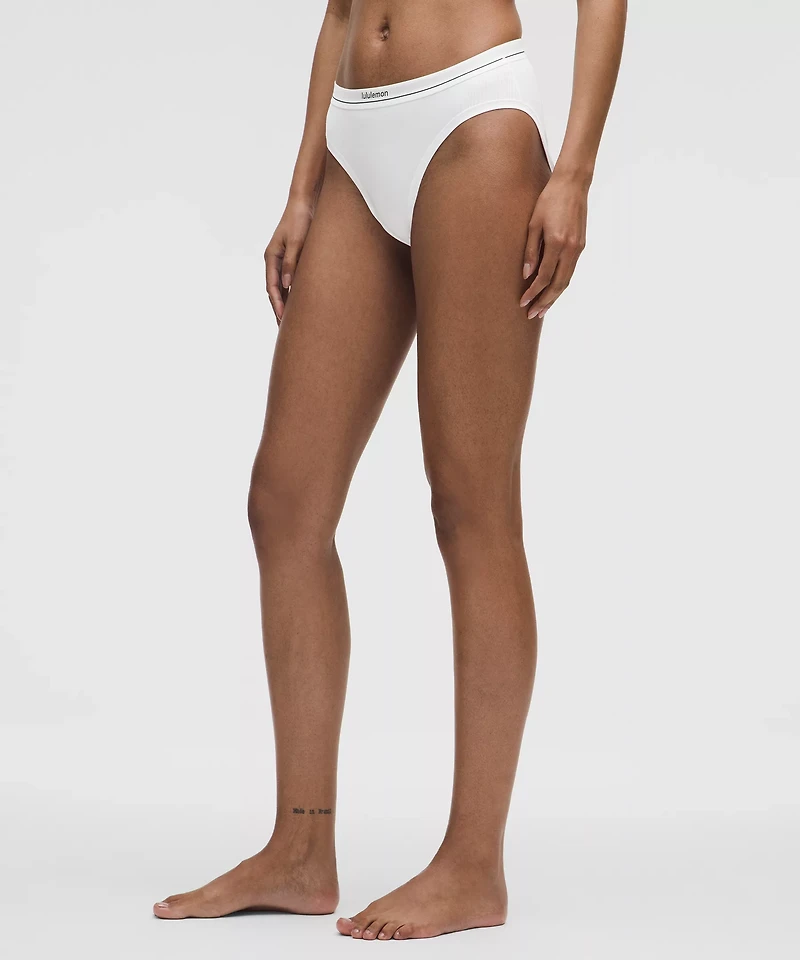 Stretch Cotton Ribbed Logo Super-High-Rise Bikini Underwear | Women's