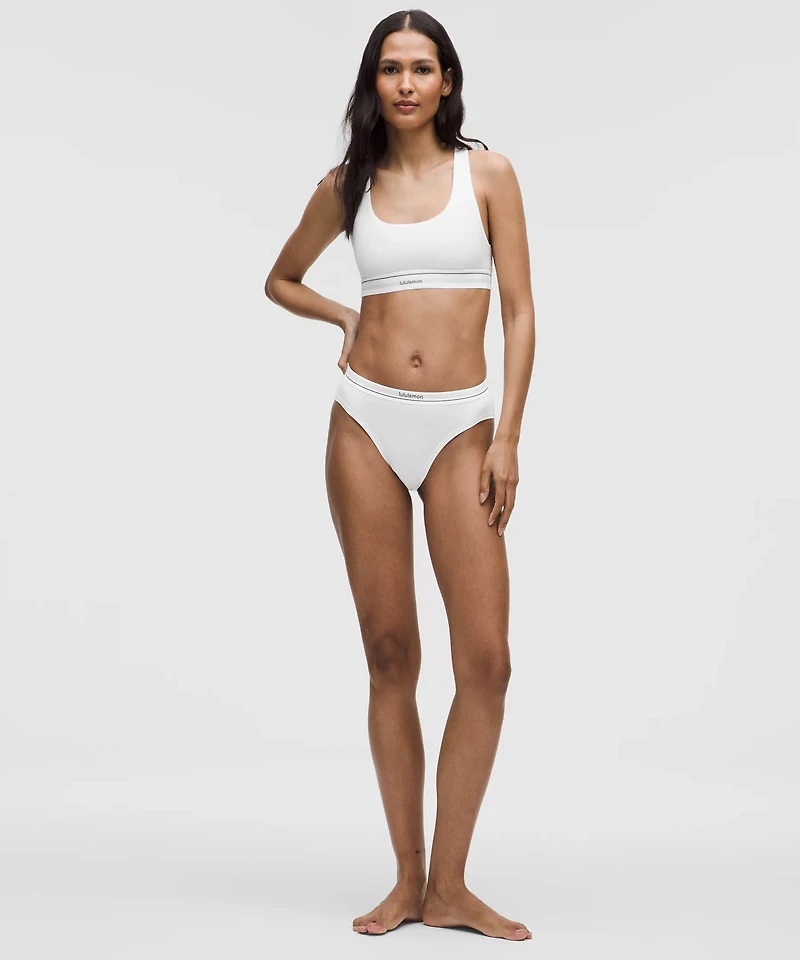 Stretch Cotton Ribbed Logo Super-High-Rise Bikini Underwear | Women's