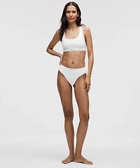 Stretch Cotton Ribbed Logo Super-High-Rise Bikini Underwear | Women's