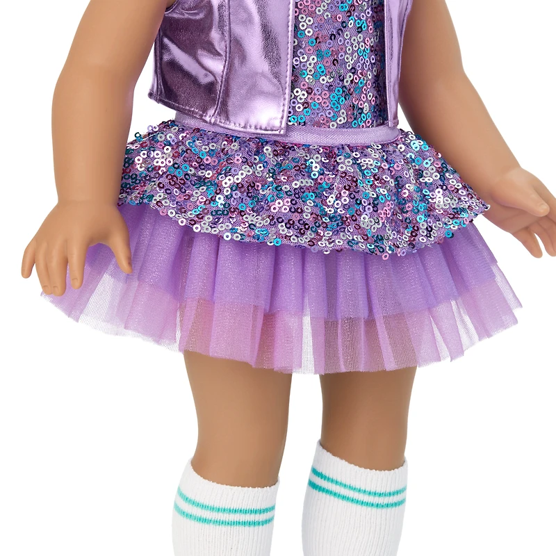 Truly Me™ #117 Doll & Dance All Day Set with wavy dark-brown hair