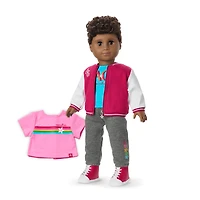 Truly Me™ 18-inch Doll #113 with curly dark-brown hair