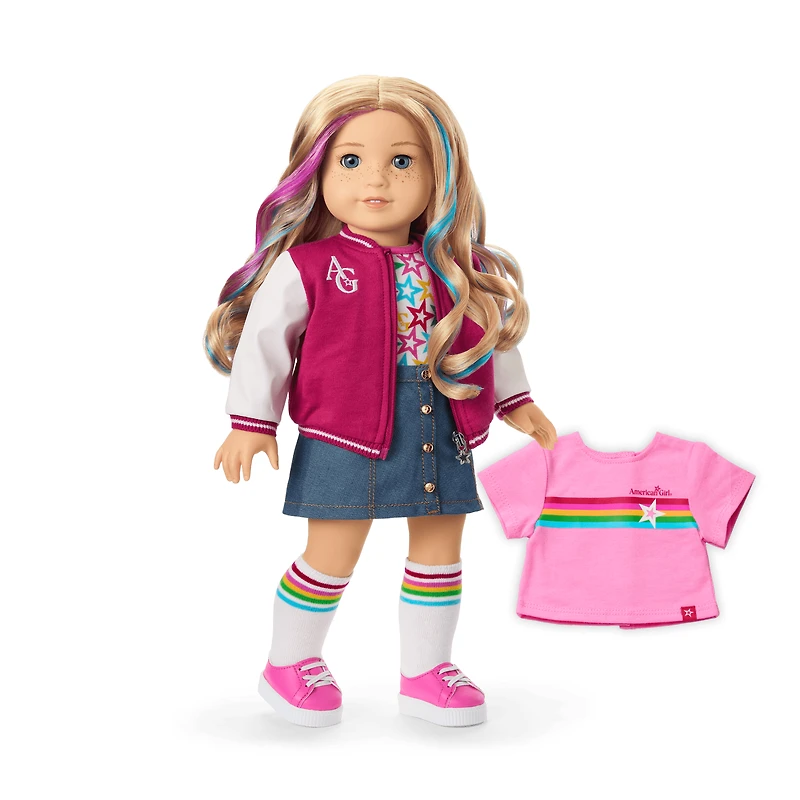 Truly Me™ 18-inch Doll #110 with wavy blonde hair