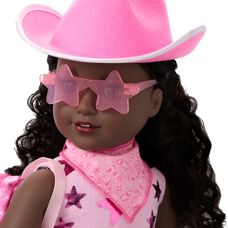 Glam Pink Cowgirl Outfit & Pink Spotted Cow Backpack & Accessory Set Bundle