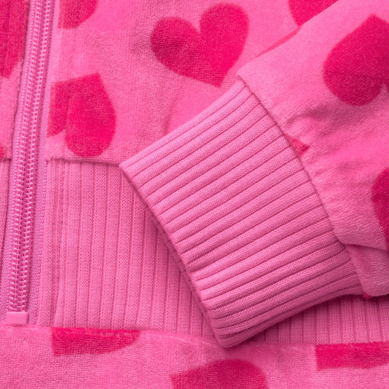 Pink Hearts Hoodie Dress for Girls & 18-inch Dolls