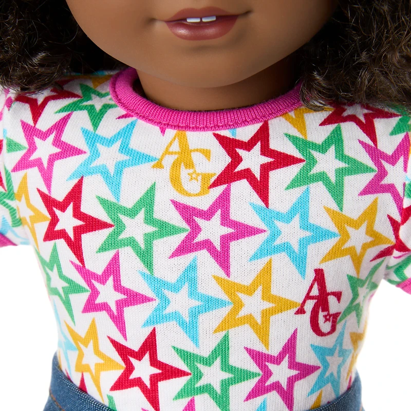 Truly Me™ 18-inch Doll #112 with curly dark-brown hair