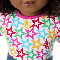 Truly Me™ 18-inch Doll #112 with curly dark-brown hair