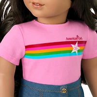 Truly Me™ 18-inch Doll #108 with curly black-brown hair