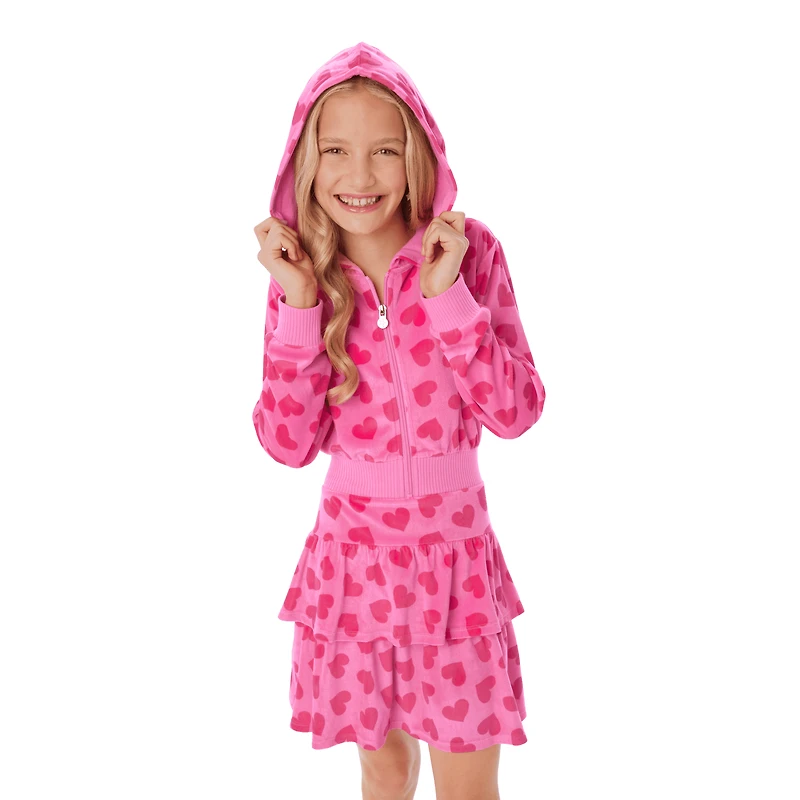 Pink Hearts Hoodie Dress for Girls